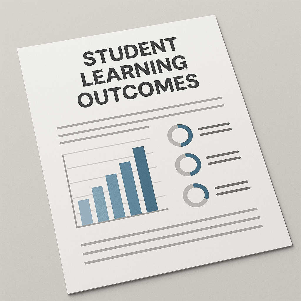 sheet of paper with the words 'student learning outcomes'